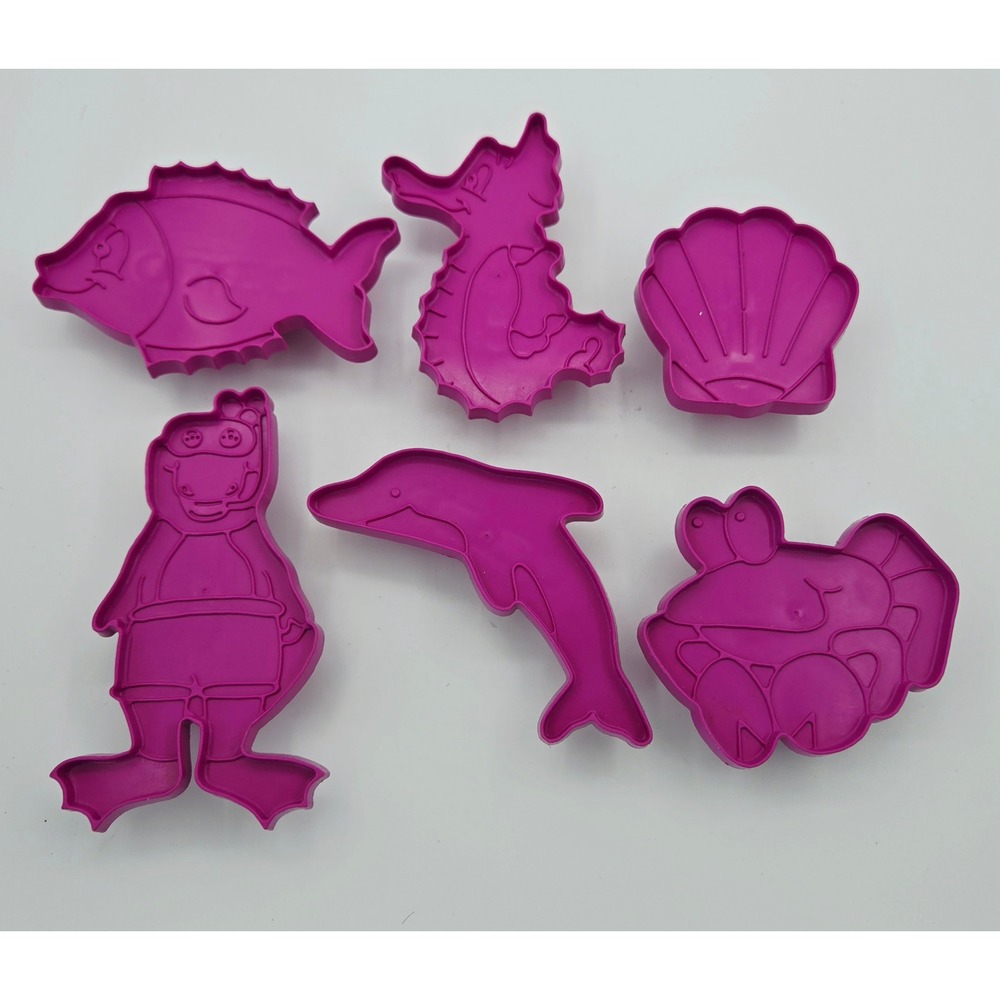 Vintage 1993 Barney the Dinosaur Ocean Cookie Cutter Set 6pc Scuba Dolphin Fish